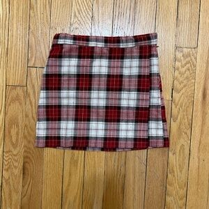 H&M Red and White Plaid Mini Skirt